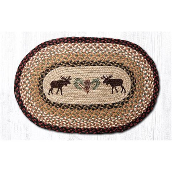 Capitol Importing Co 27 x 45 in. Jute Oval Moose and Pinecone Patch 88-2745-019MP